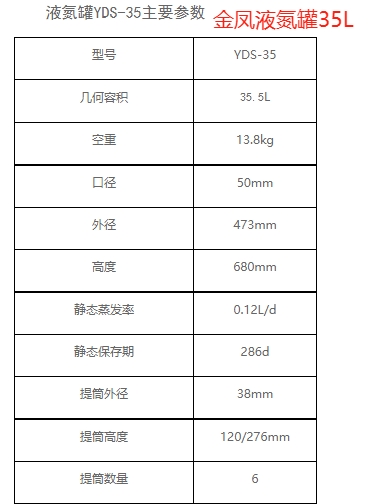 金鳳35l液氮罐產品參數